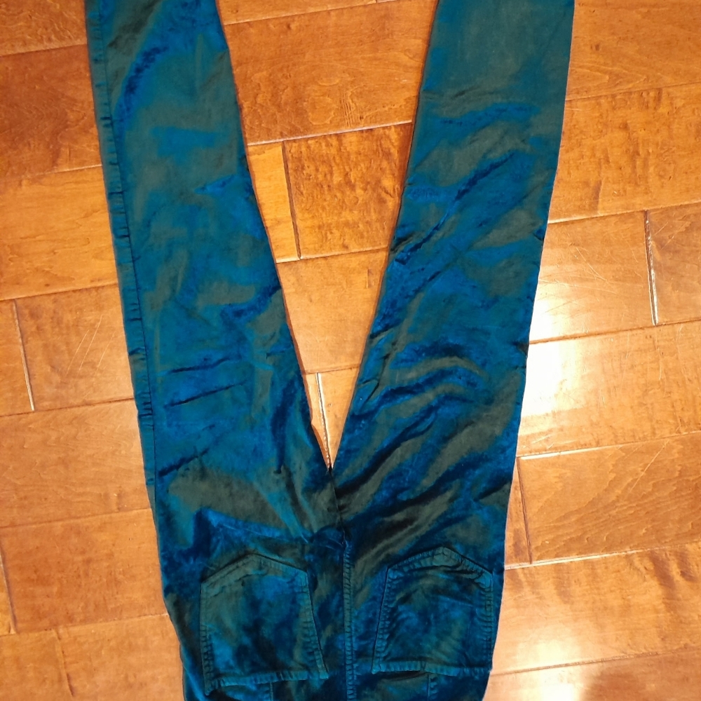 We The Free Gem Teal Velvet Velour High-waisted Skinny Jeans - Picture 3 of 5